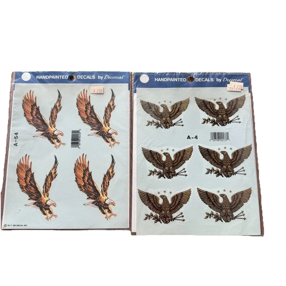 Vintage Eagle Decal Lot Of 2 NOS New Decoral 1978 Handpainted Rare Patriotic USA